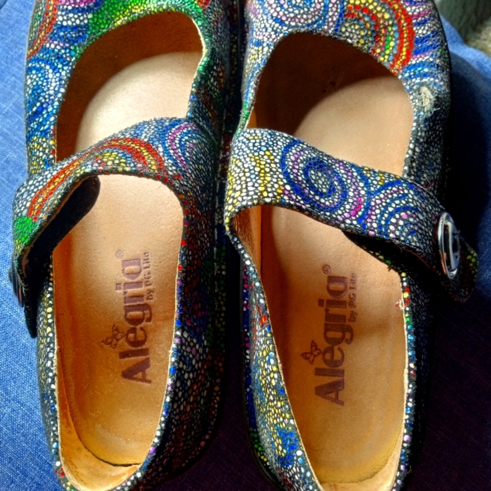 Alegreia  Paloma Bullseye Leather Maryjanes EUC size 36 like new .
